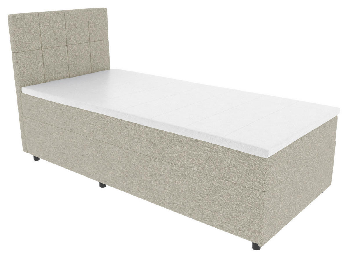BOXBETT 90/200 cm,  in Hellgrau, Matratze, Topper, Bettschublade, H3 = fest  - Hellgrau/Schwarz, KONVENTIONELL, Kunststoff/Textil (90/200cm) - Boxxx