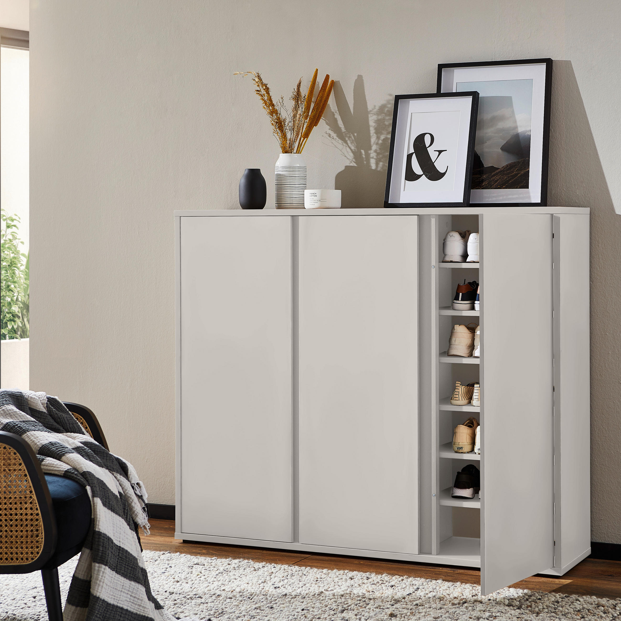 SCHUHSCHRANK Kaschmir  - Kaschmir/Anthrazit, KONVENTIONELL, Holzwerkstoff/Kunststoff (145/120/34cm) - Xora