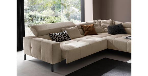 ECKSOFA Taupe Cord  - Taupe/Schwarz, KONVENTIONELL, Textil/Metall (311/219cm) - Hom`in