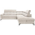 ECKSOFA in Struktur Creme  - Creme/Schwarz, MODERN, Textil/Metall (254/212cm) - Carryhome