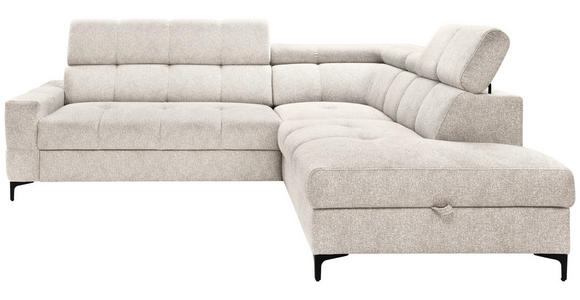 ECKSOFA in Struktur Creme  - Creme/Schwarz, MODERN, Textil/Metall (254/212cm) - Carryhome