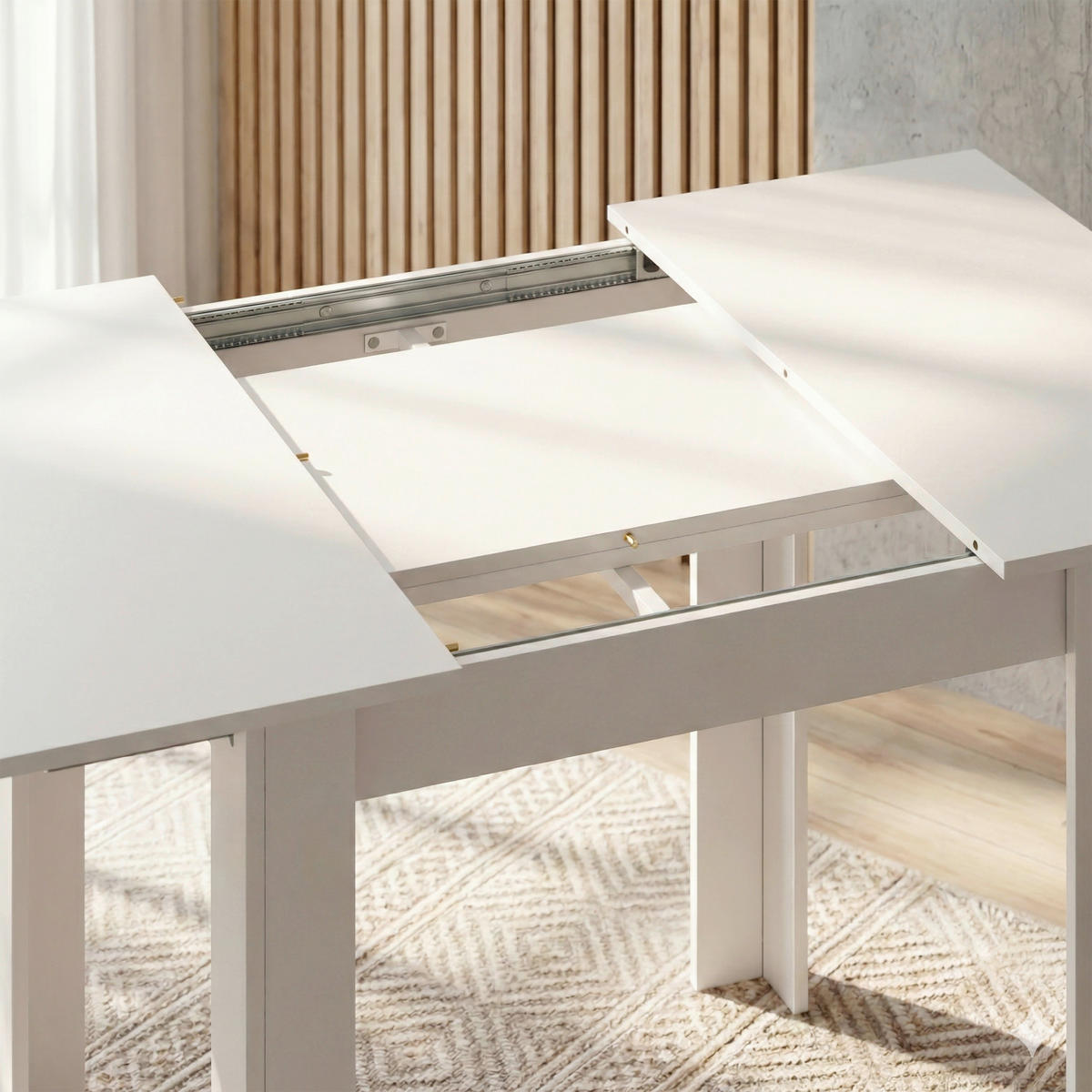 ESSTISCH Nachbildung  Holzwerkstoff ausziehbar rechteckig Weiß  - Weiß, MODERN, Holzwerkstoff (80/75/80cm) - MID.YOU