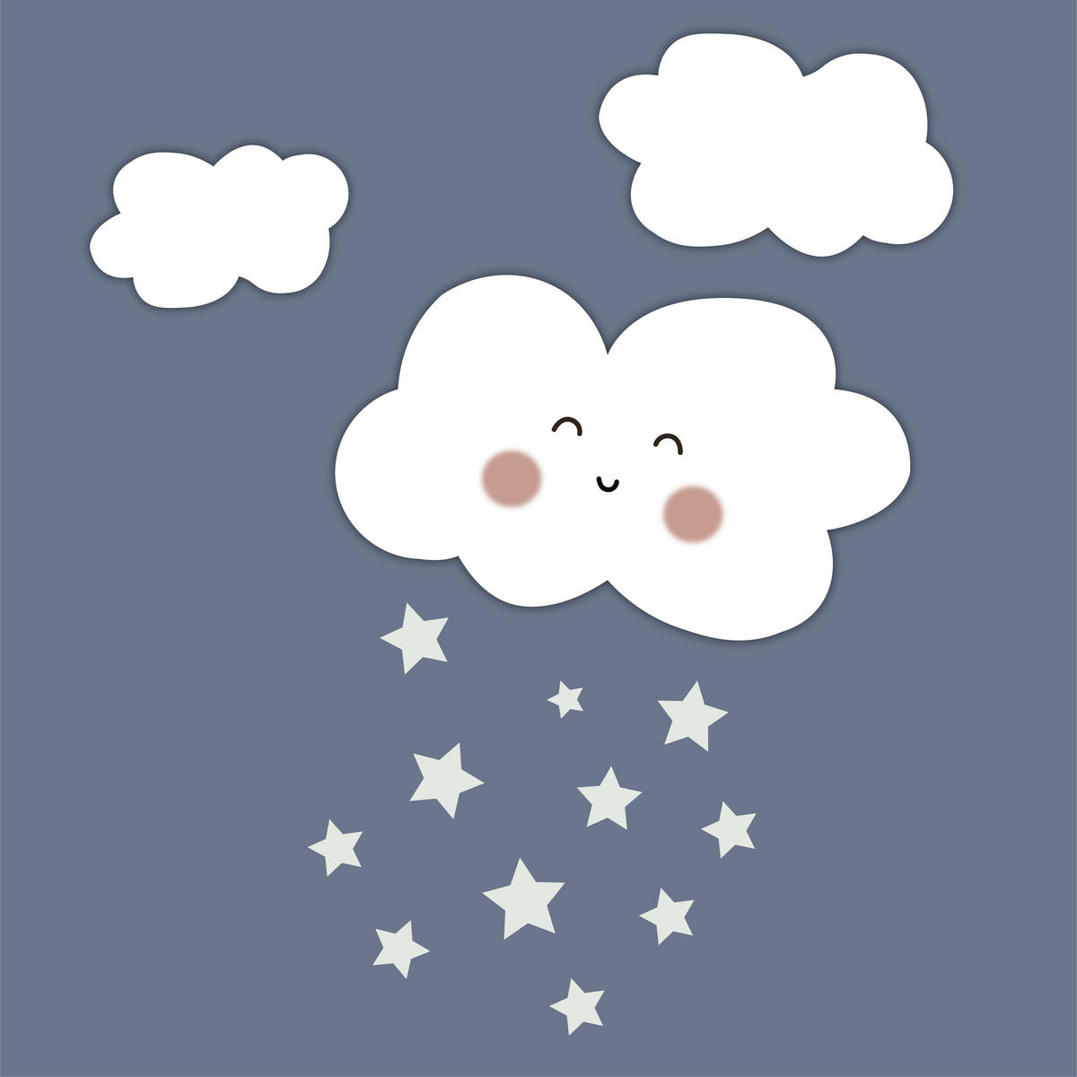 ZIDNA DEKORACIJA ZA BEBE  Raining Stars  - plava, Basics, metal (60/60/3cm)