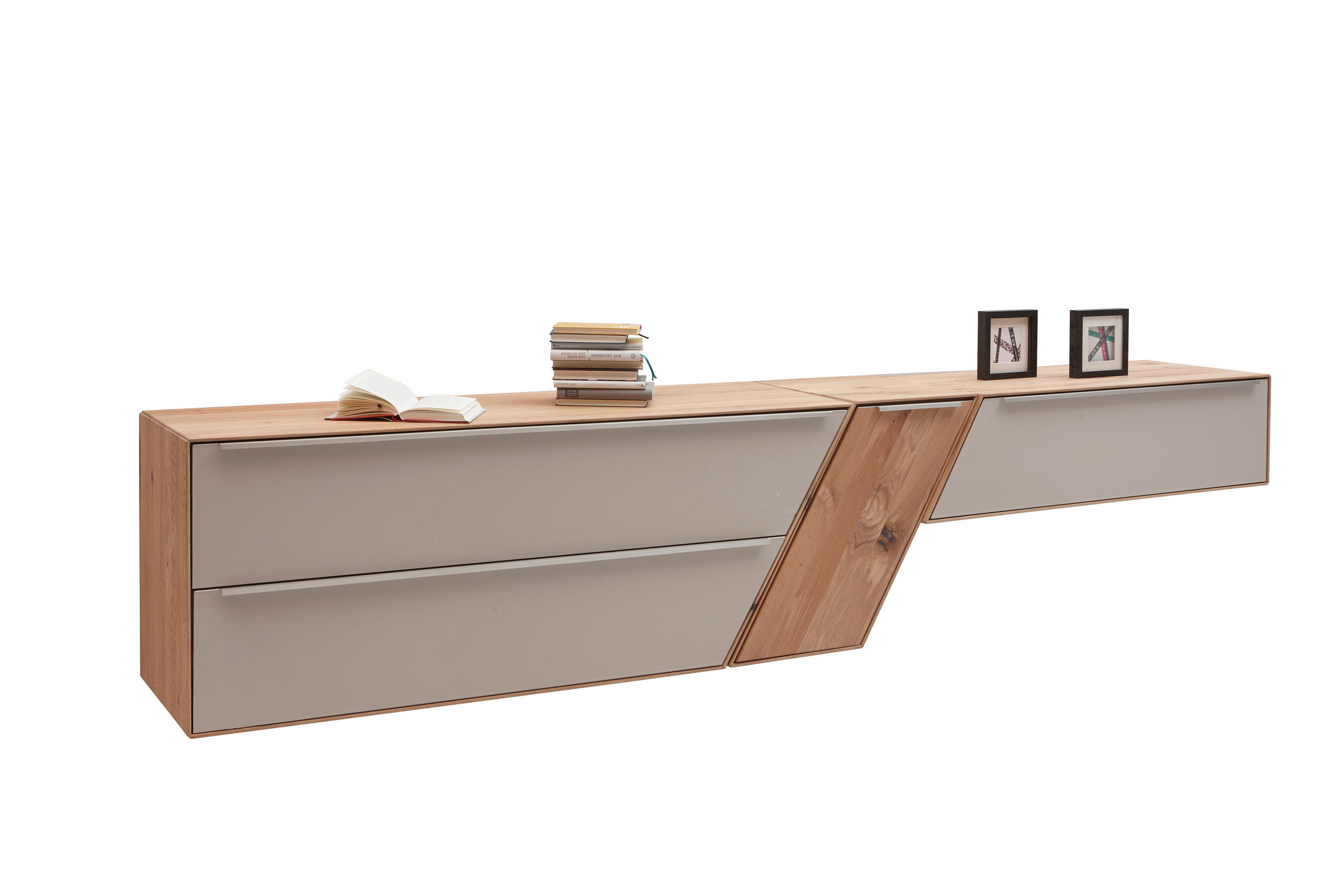 LOWBOARD Sonia  in 295/58,2/47,1 cm  - Edelstahlfarben/Schlammfarben, Design, Glas/Holz (295/58,2/47,1cm) - Valnatura