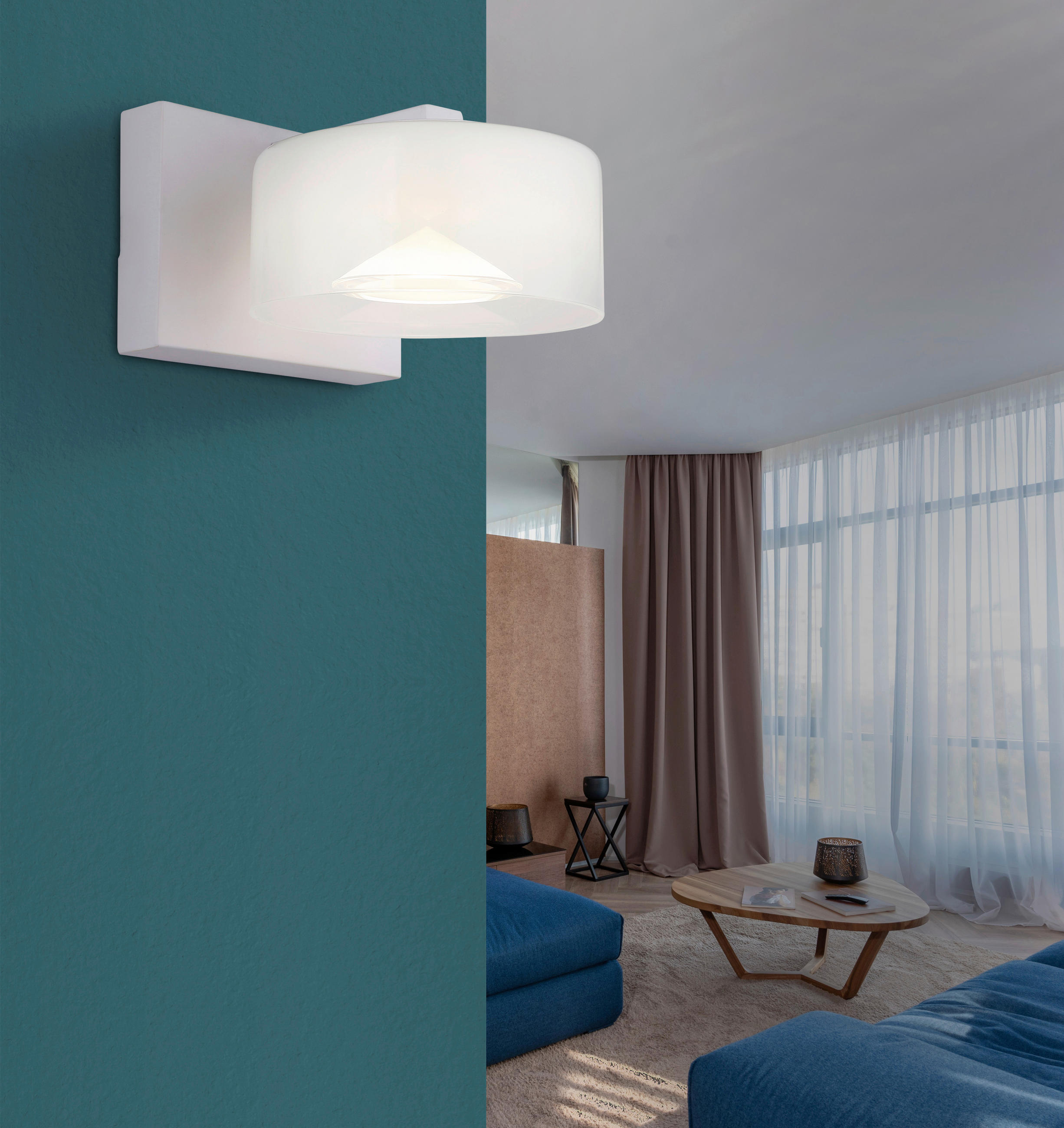 LED-WANDLEUCHTE 15/19,5/11 cm   - Klar/Opal, Design, Glas/Kunststoff (15/19,5/11cm) - Globo