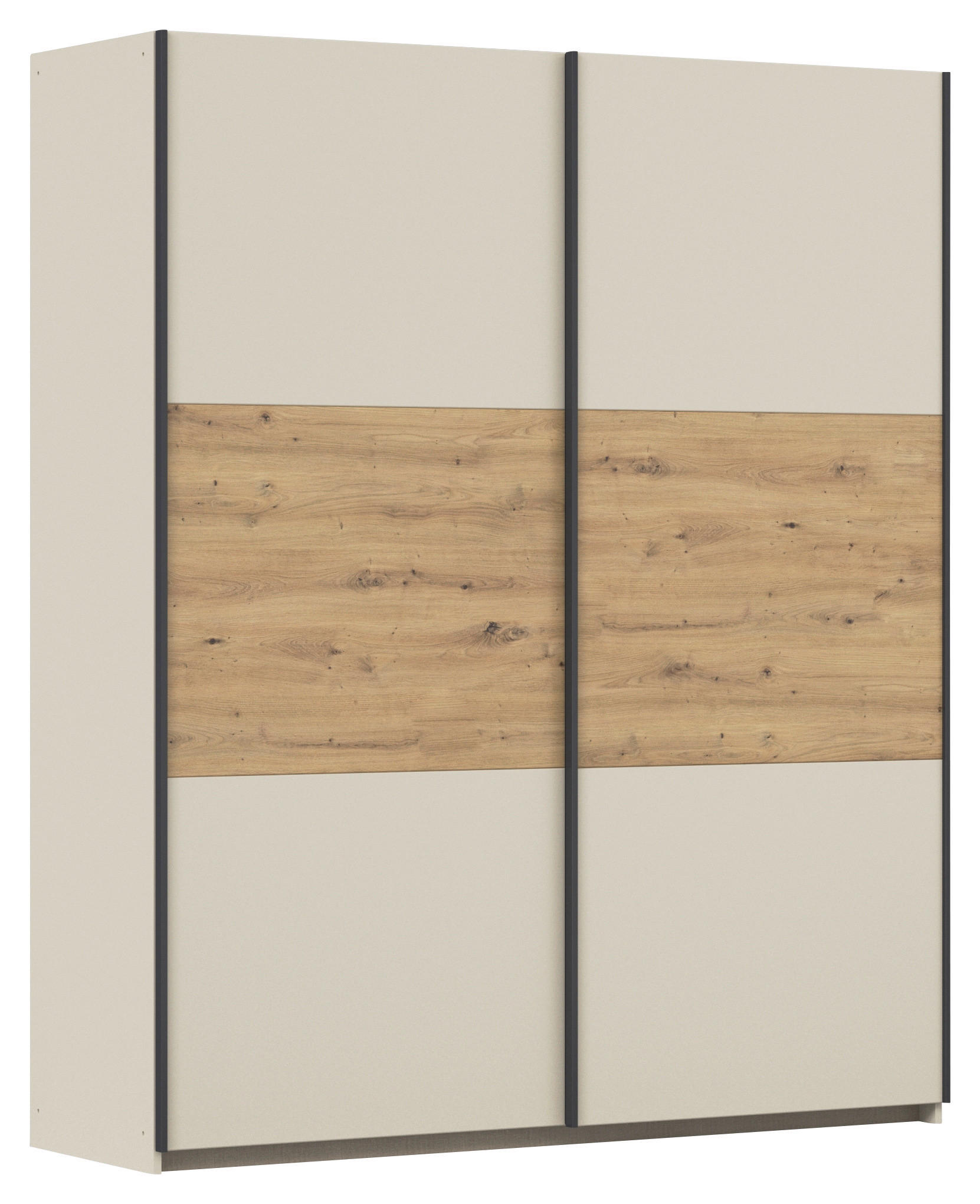 Rauch Möbel Schwebetürenschrank Champagner, Eiche Artisan 175x210x59 cm