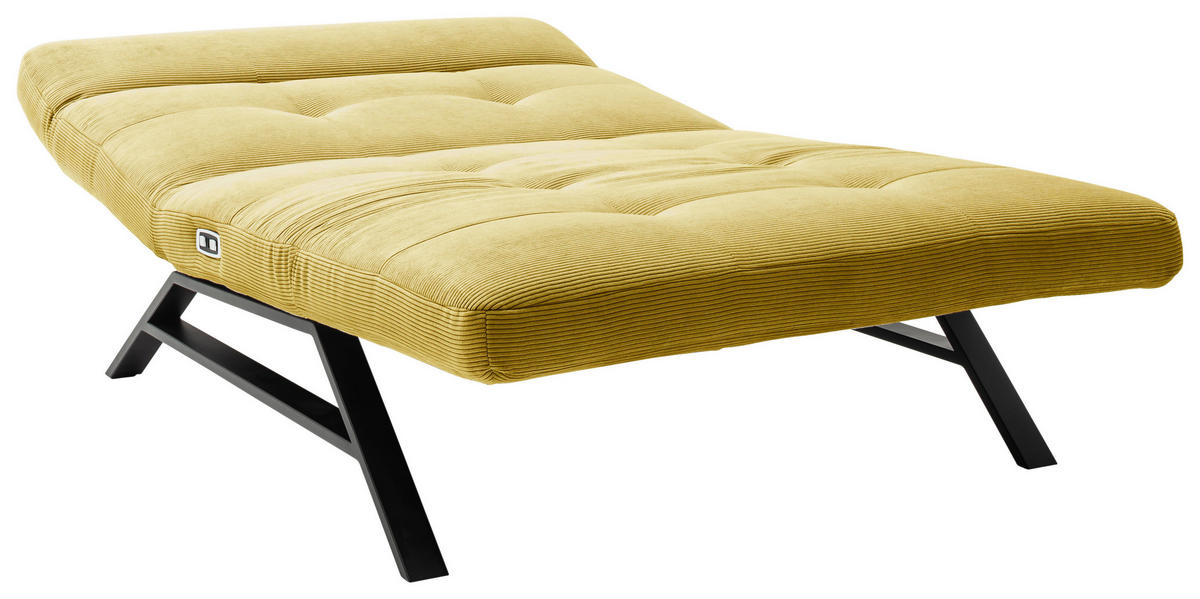 RELAXLIEGE in Feincord Hellgrün  - Schwarz/Hellgrün, Design, Textil/Metall (120/54-113/158-198cm) - Pure Home Lifestyle