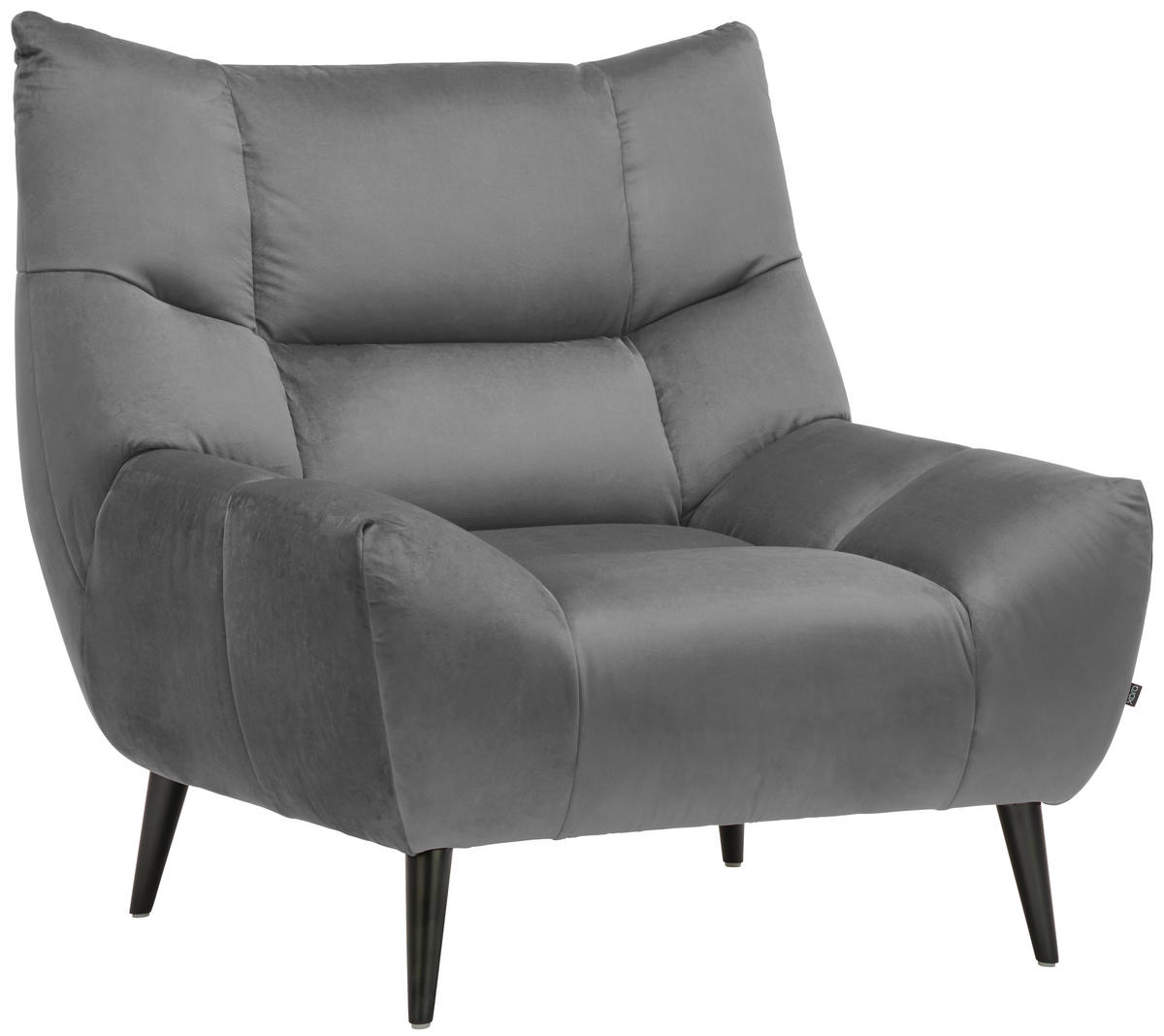 SESSEL in Mikrofaser Grau  - Schwarz/Grau, Design, Textil/Metall (100/104/99cm) - Xora