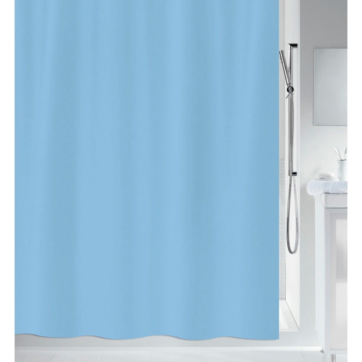 DUSCHVORHANG PRIMO 180/200 cm  - Hellblau, Basics, Textil (180/200cm) - Spirella