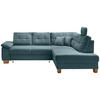 ECKSOFA in Cord Petrol  - Petrol/Naturfarben, Modern, Holz/Textil (274/206cm) - Livetastic