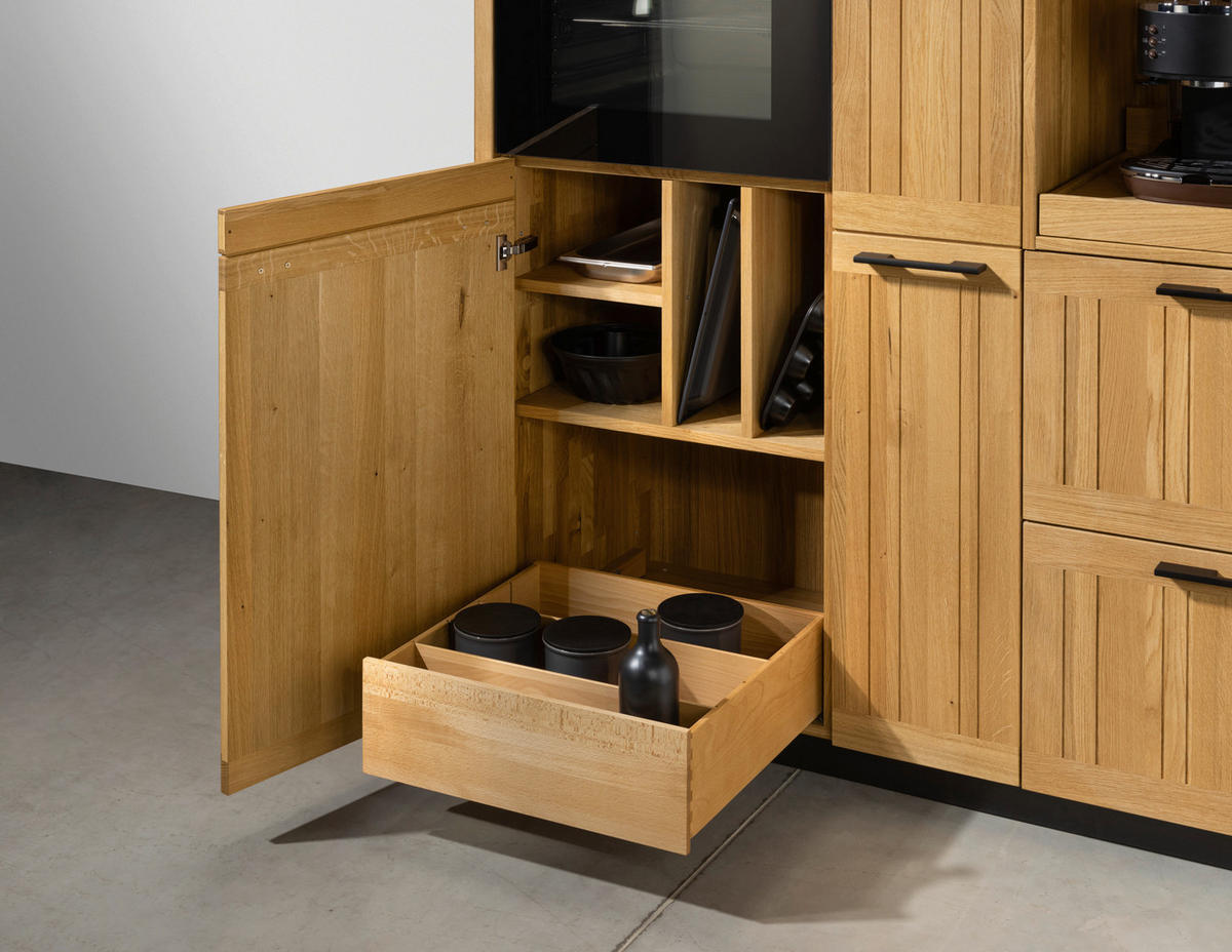 EINBAUKÜCHE   - Eichefarben, Design, Glas/Holz - TEAM 7