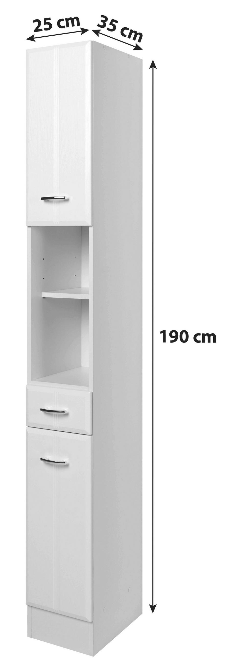 HOCHSCHRANK 25/190/34 cm  - Chromfarben/Weiß, KONVENTIONELL, Holzwerkstoff/Kunststoff (25/190/34cm) - Held