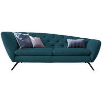 CHESTERFIELD-SOFA  in Mikrofaser Petrol  - Petrol/Schwarz, Design, Textil/Metall (223/84/90cm) - Pure Home Lifestyle