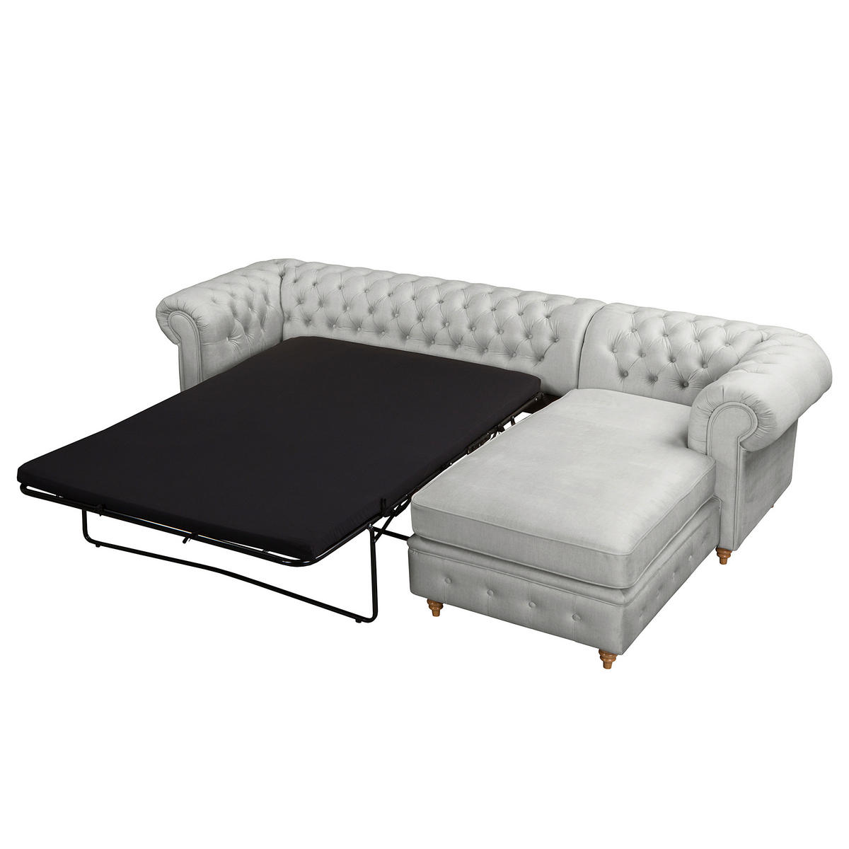 ECKSOFA Mikrofaser Hellgrau  - Creme/Hellgrau, Design, Holz/Textil (284/182cm) - P & B