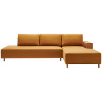ECKSOFA in Flachgewebe Gelb  - Eichefarben/Gelb, Design, Holz/Textil (307/190cm) - Joka