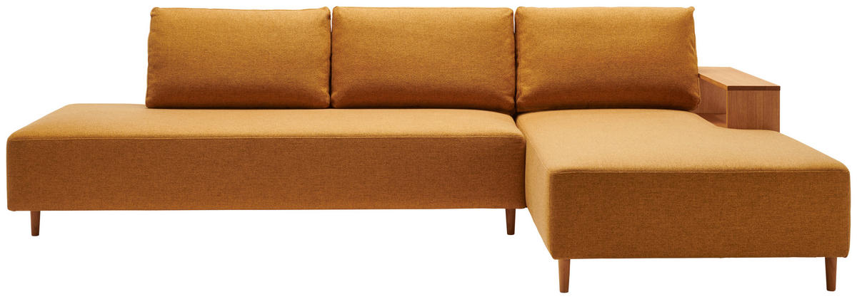 ECKSOFA in Flachgewebe Gelb  - Eichefarben/Gelb, Design, Holz/Textil (307/190cm) - Joka