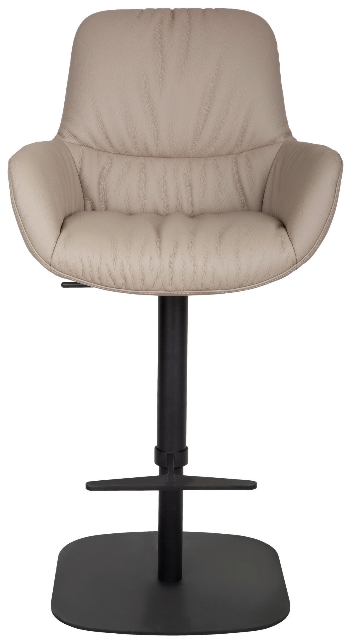 BARHOCKER Echtleder Schwarz, Taupe Eisen Sitzfläche 360° drehbar, inklusive Armlehnen  - Taupe/Schwarz, Design, Leder/Metall (57,5/110/59,5cm) - Dieter Knoll