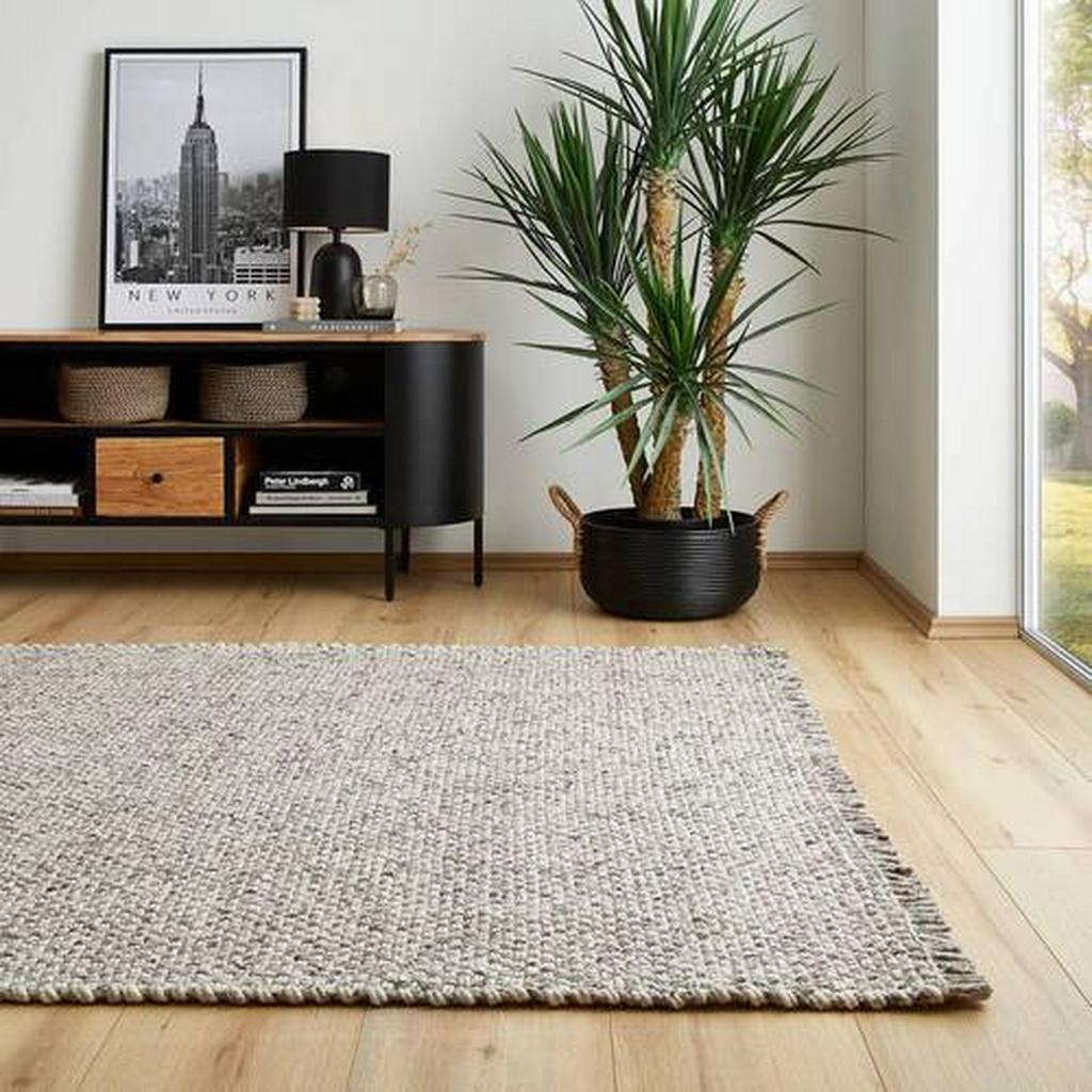 Thumbnail - Linea Natura Handwebteppich, Braun, Beige, Textil, Abstraktes, rechteckig, 130x190 cm, leicht zusammenrollbar, Teppiche ...