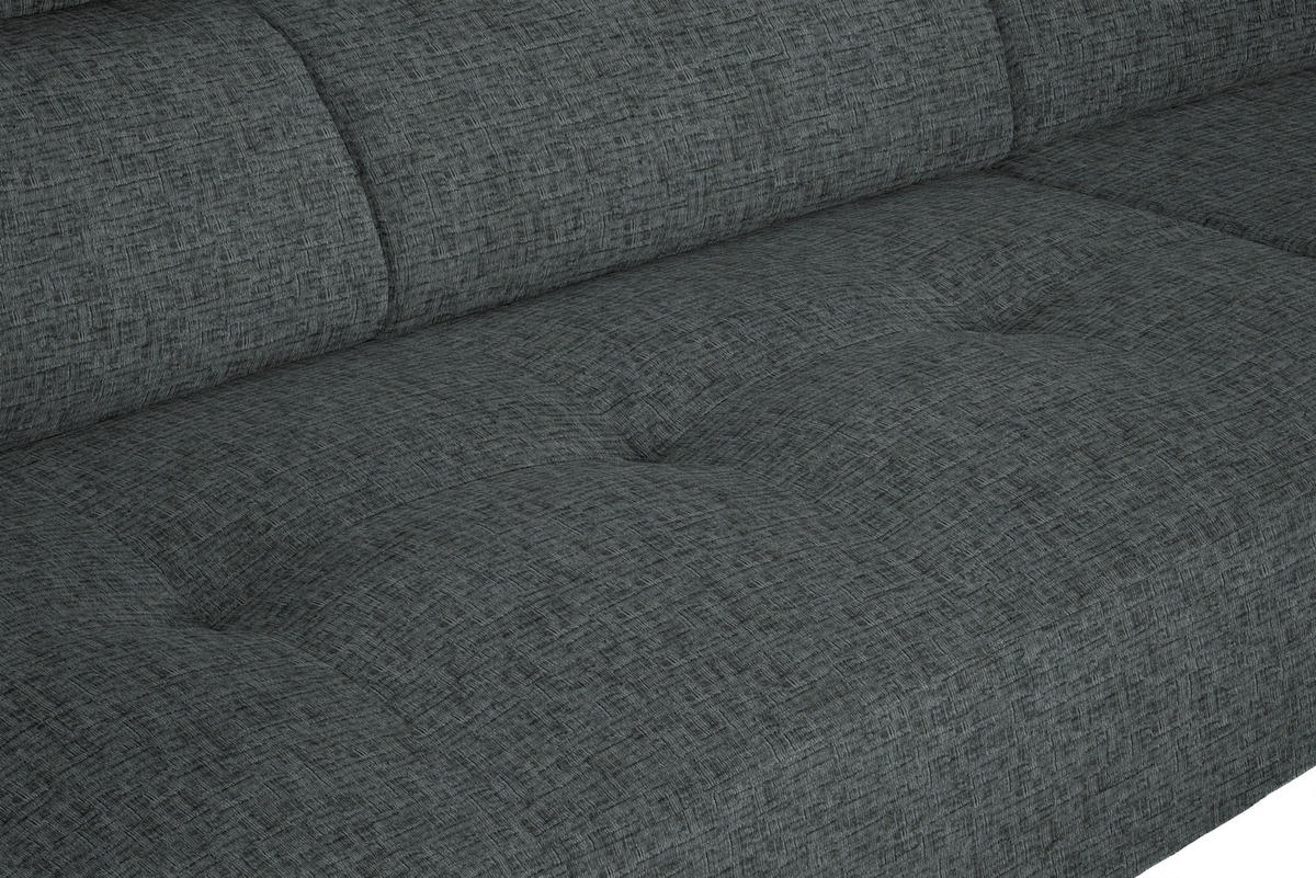 ECKSOFA in Chenille Grau  280/205 cm  - Schwarz/Grau, Design, Textil/Metall (280/205cm) - Xora