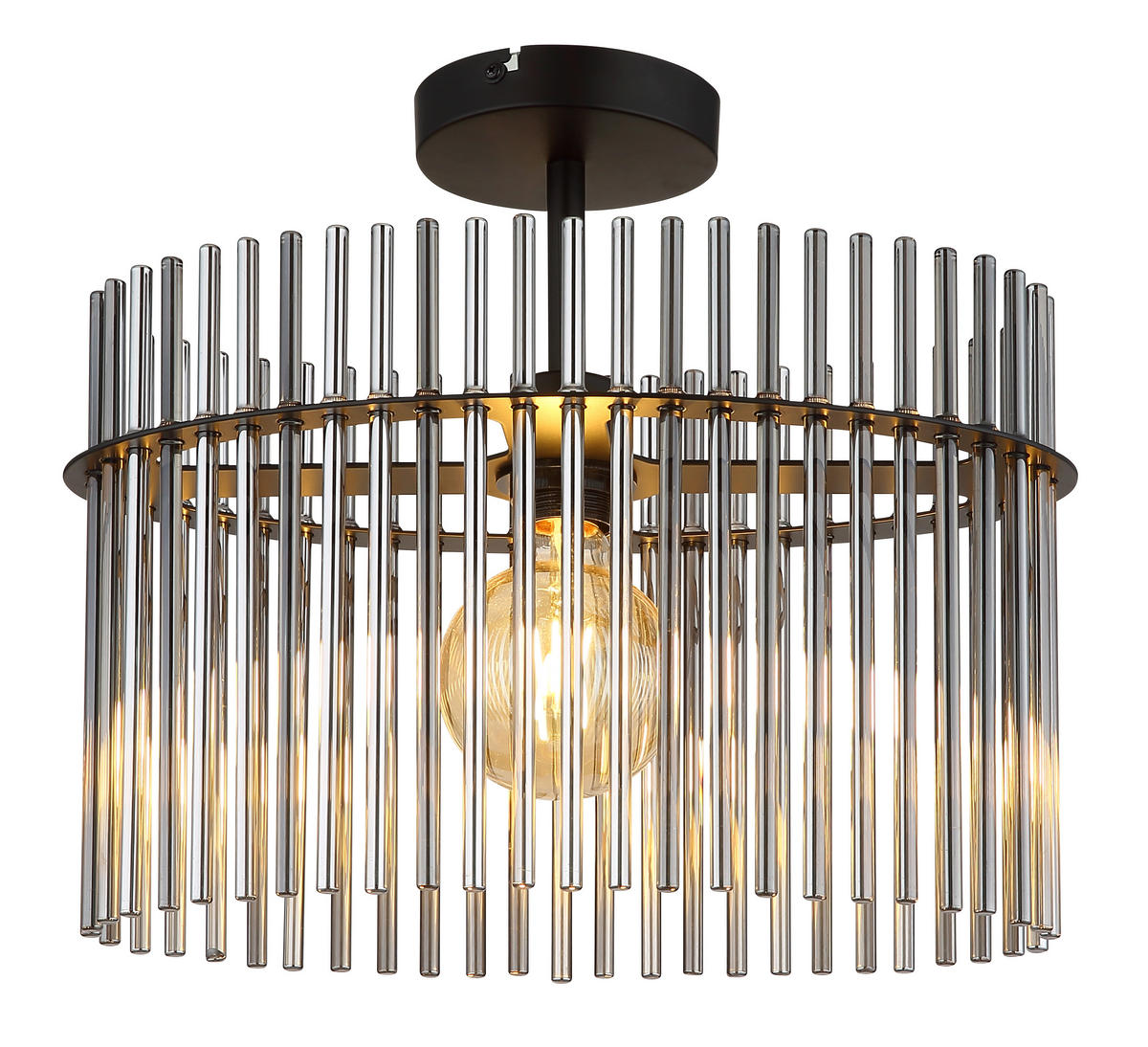 DECKENLEUCHTE    40/22/34 cm  - Schwarz/Grau, KONVENTIONELL, Glas/Metall (40/22/34cm) - Globo