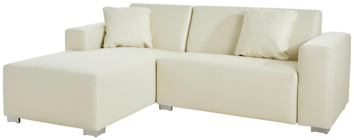 LOUNGESOFA 214/78/164/84 cm Edelstahl  - Sandfarben/Champagner, Design, Leder/Textil (214/78/164/84cm) - Livetastic