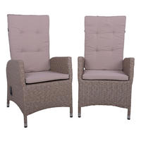 GARTENSTUHL-SET Metall, Kunststoff, Textil Creme, Grau  - Creme/Braun, Basics, Kunststoff/Textil (68/109/60cm) - Gardenson