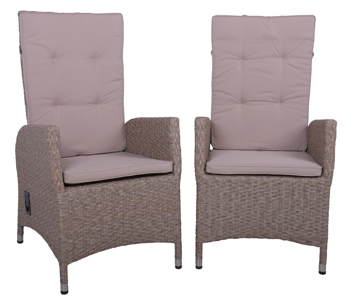 GARTENSTUHL-SET Metall, Kunststoff, Textil Creme, Grau  - Creme/Braun, Basics, Kunststoff/Textil (68/109/60cm) - Gardenson