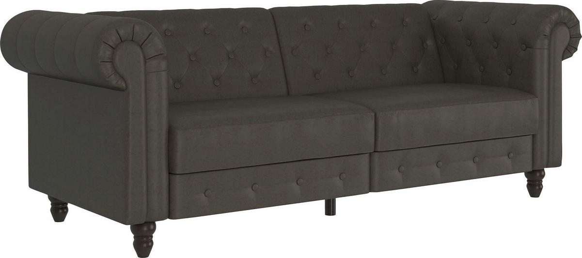 SCHLAFSOFA FIRENZE in Mikrofaser Anthrazit Vintage, Skandinavisch, Modern  - Anthrazit/Schwarz, Basics, Holz/Textil (236/83/87cm) - Livetastic