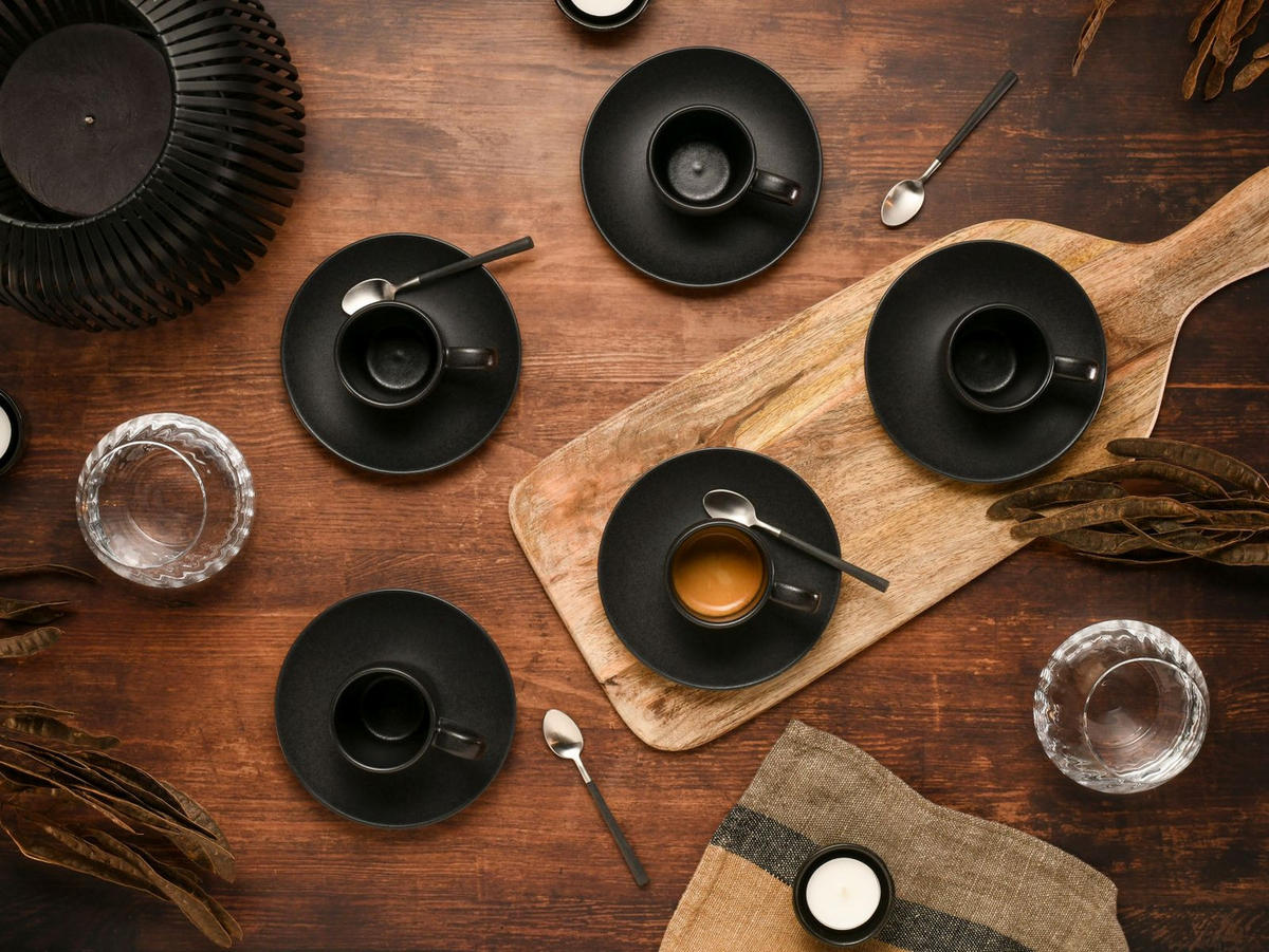 SET MED KOPPAR Soft Touch Black 12 delar  - Basics, keramik - Creatable