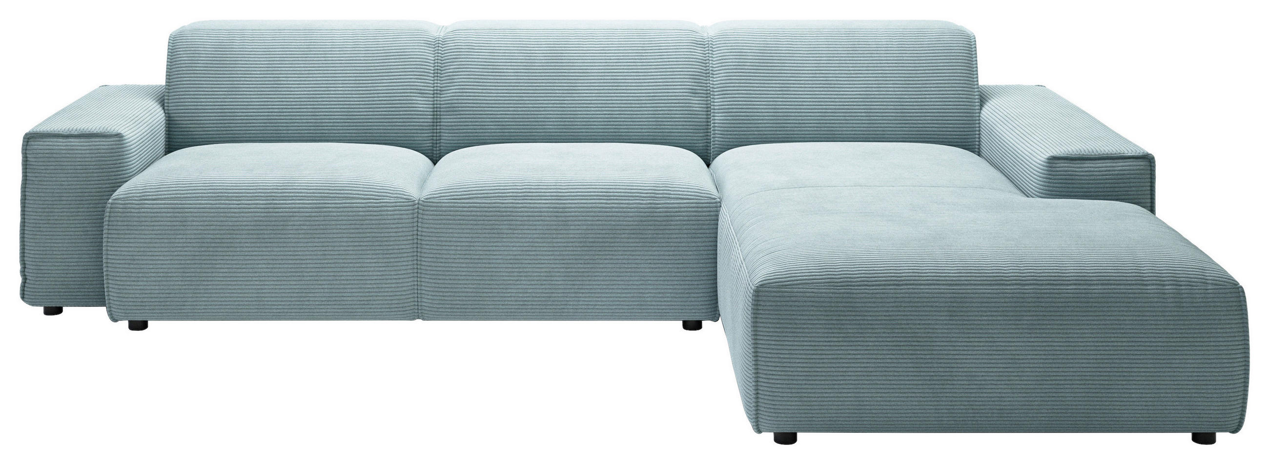 ECKSOFA in Cord Hellblau  - Schwarz/Hellblau, Design, Kunststoff/Textil (300/189cm) - Pure Home Lifestyle