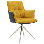 ARMLEHNSTUHL  in Edelstahl Mikrofaser, Leinenoptik  - Edelstahlfarben/Gelb, Design, Textil/Metall (59/89,5/63cm) - Novel