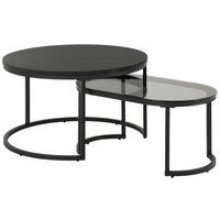 COUCHTISCH Rauchglas rund Schwarz  - Schwarz, Design, Glas/Holzwerkstoff (70/70/42cm) - MID.YOU