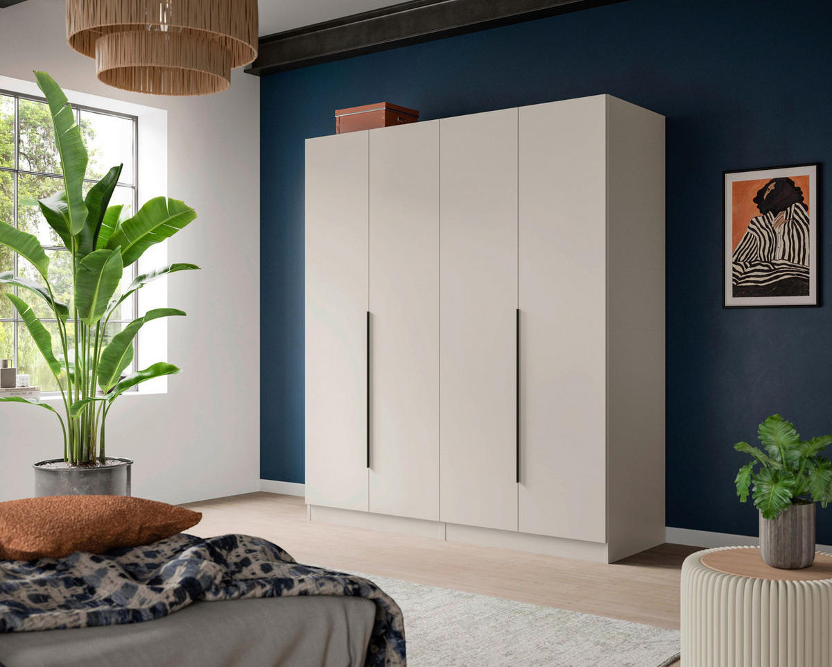 DREHTÜRENSCHRANK 160/181/52 cm,  in Kaschmir, 4-türig  - Kaschmir/Schwarz, MODERN, Holzwerkstoff/Kunststoff (160/181/52cm) - Livetastic
