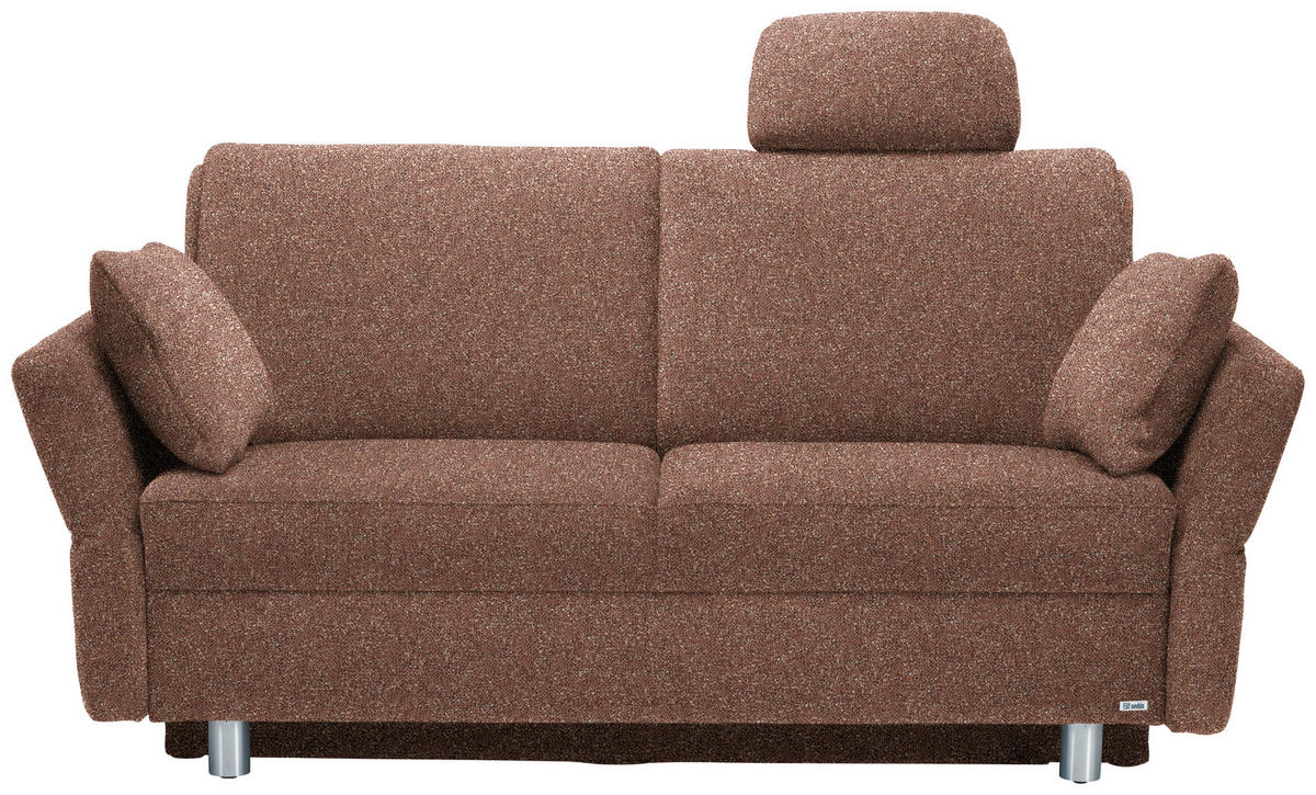 SCHLAFSOFA  in Mikrovelours Terracotta  - Terracotta/Alufarben, KONVENTIONELL, Kunststoff/Textil (176/88/91cm) - Sedda