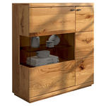 SIDEBOARD Eichefarben  99/109/38 cm  - Eichefarben/Schwarz, Natur, Glas/Holz (99/109/38cm) - Linea Natura