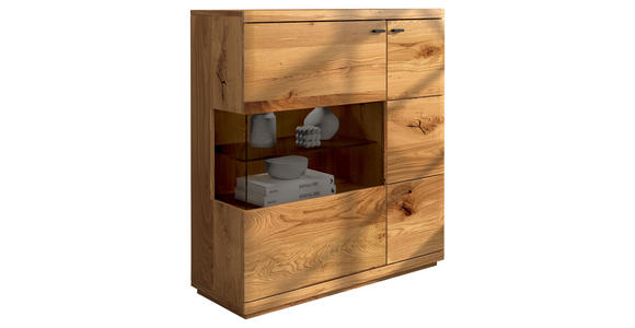 SIDEBOARD Eichefarben  99/109/38 cm  - Eichefarben/Schwarz, Natur, Glas/Holz (99/109/38cm) - Linea Natura