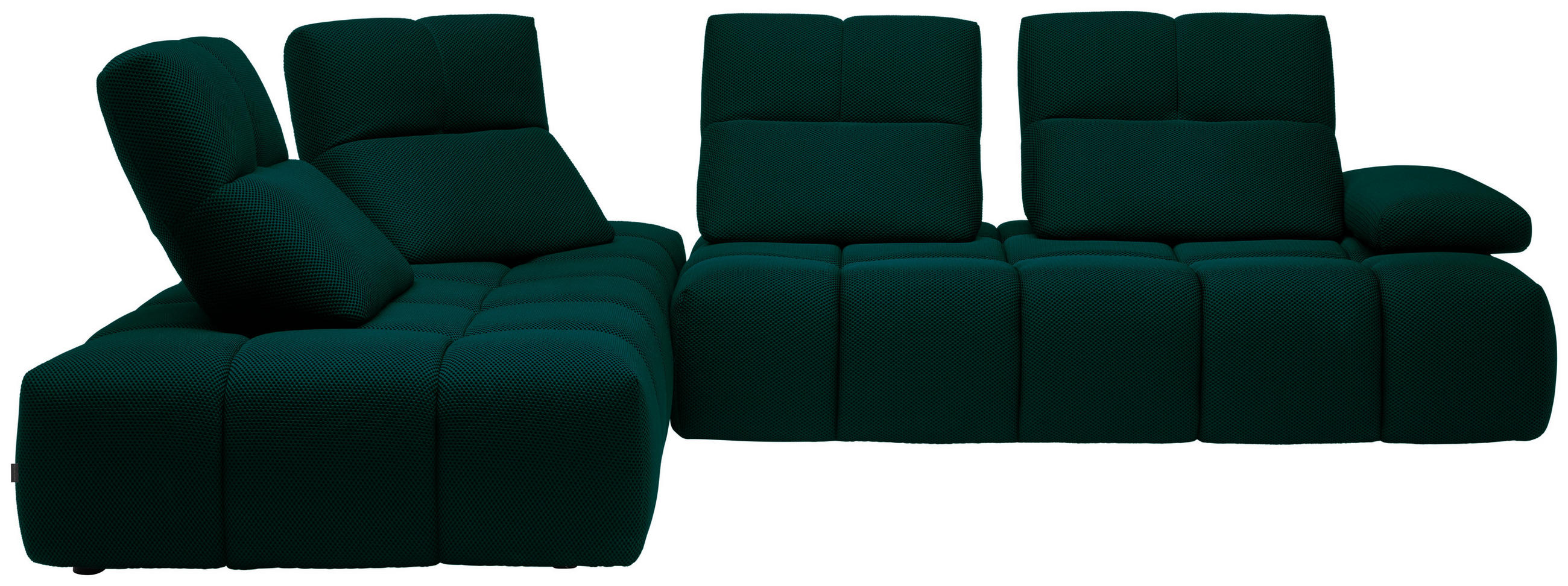 ECKSOFA in Struktur Petrol  - Petrol/Schwarz, Design, Kunststoff/Textil (233/313cm) - Emilio Belluti