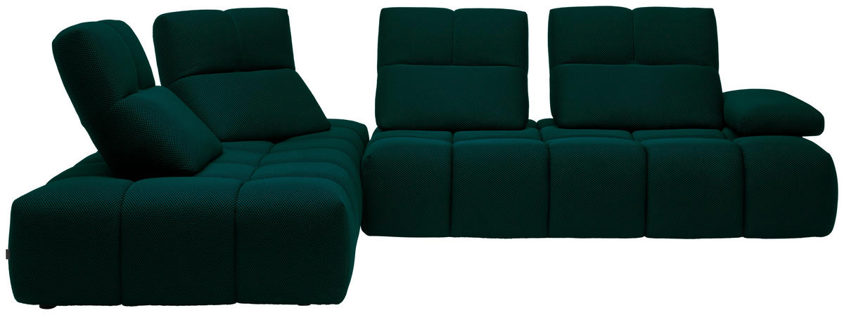ECKSOFA in Struktur Petrol  233/313 cm  - Petrol/Schwarz, Design, Kunststoff/Textil (233/313cm) - Emilio Belluti