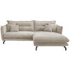 ECKSOFA Beige Cord  - Beige/Schwarz, MODERN, Textil/Metall (255/180cm) - Livetastic