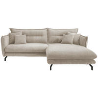 ECKSOFA in Cord Beige  - Beige/Schwarz, Modern, Textil/Metall (255/180cm) - Livetastic