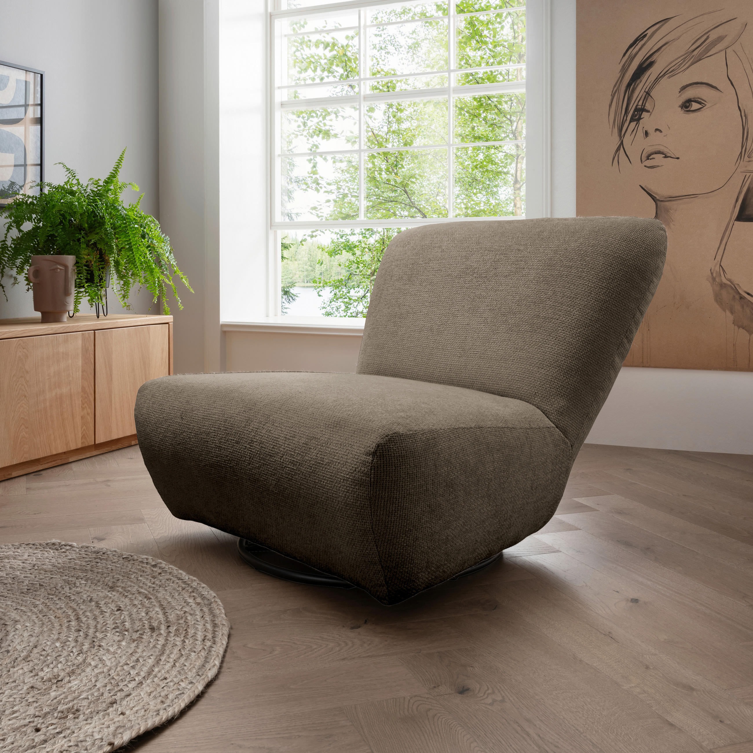 XXL-SESSEL in Mikrofaser Cappuccino  - Schwarz/Cappuccino, Trend, Textil/Metall (95/77/94cm) - Livetastic