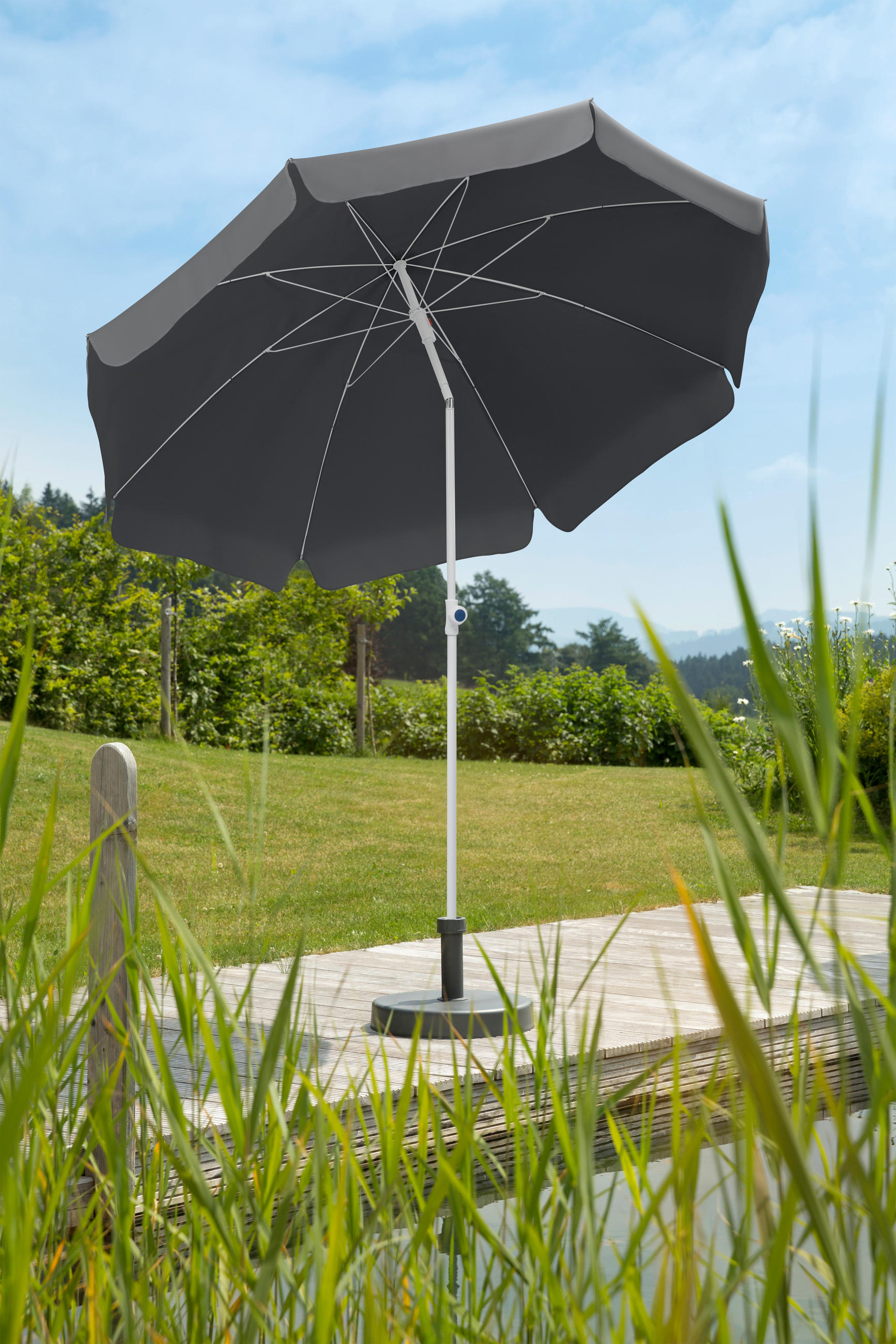 SONNENSCHIRM 240 cm Anthrazit  - Anthrazit/Weiß, Basics, Textil/Metall (240/230/240cm) - Schneider
