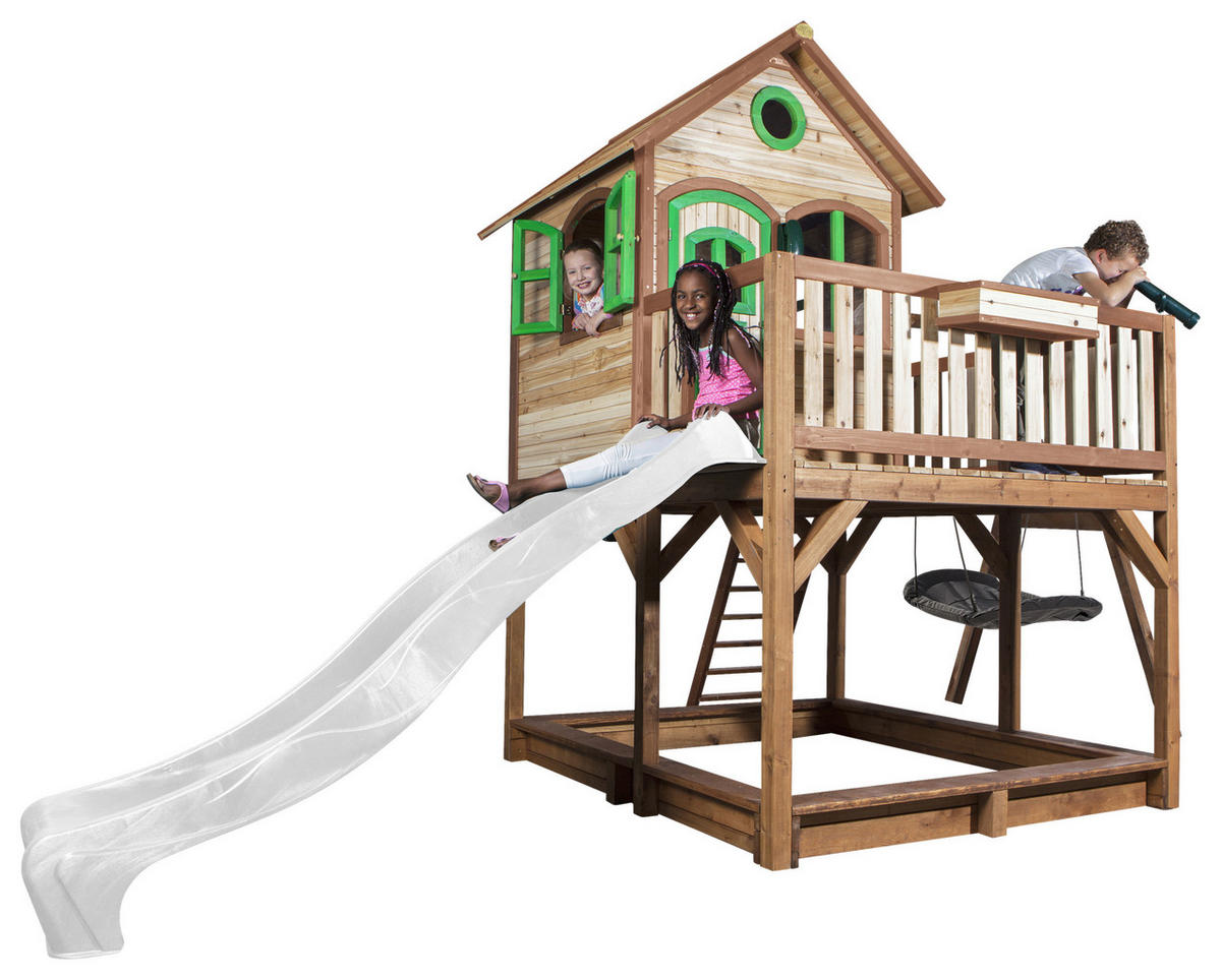 SPIELTURM 613/291/277 cm  - Braun/Weiß, KONVENTIONELL, Holz (613/291/277cm) - Ambia Garden