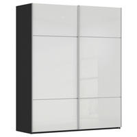SCHWEBETÜRENSCHRANK 162/223/68 cm,  in Schwarz, Weiß, 2 Tür(en)  - Alufarben/Schwarz, KONVENTIONELL, Glas/Holzwerkstoff (162/223/68cm) - Novel
