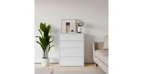KOMMODE , 75/99/35 cm, 4 Schublade(n)  - Silberfarben/Hellgrau, Trend, Holzwerkstoff/Kunststoff (75/99/35cm) - Carryhome