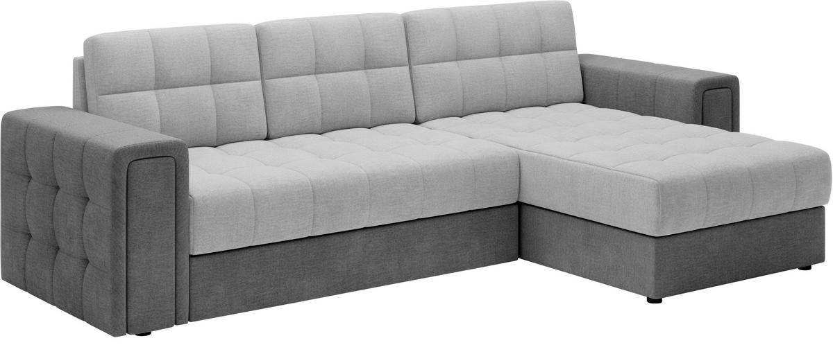 ECKSOFA Samt Hellgrau, Dunkelgrau  - Dunkelgrau/Hellgrau, Design, Kunststoff/Textil (260/150cm) - MID.YOU