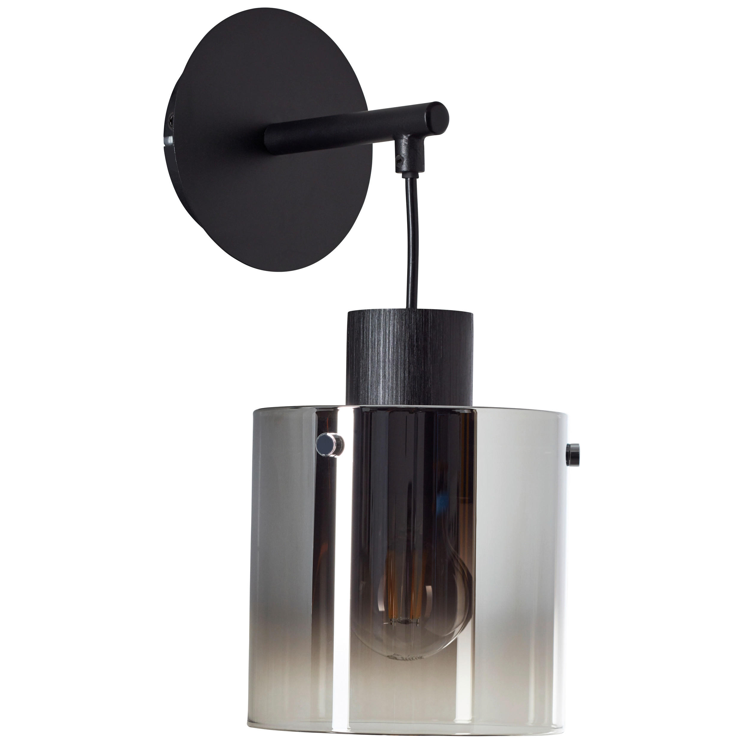 WANDLEUCHTE - Schwarz/Grau, Design, Glas/Metall (34/20/15cm) - Brilliant