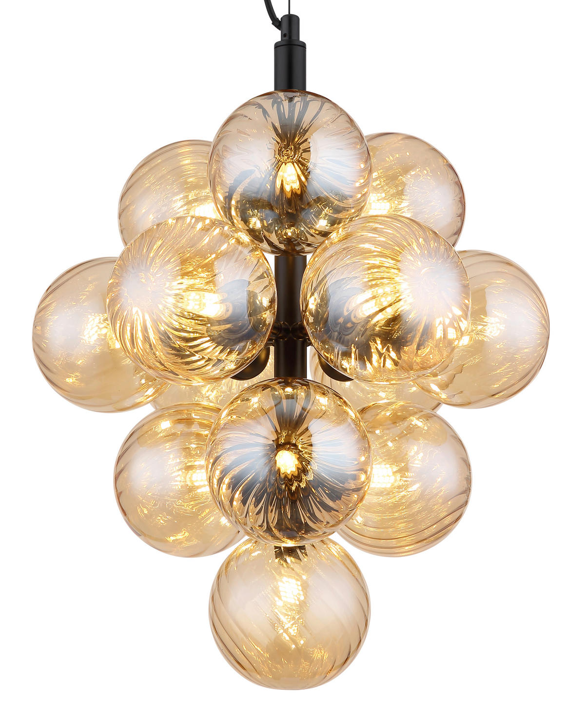 HÄNGELEUCHTE 39,5/120 cm  - Schwarzchrom/Orange, Design, Glas/Kunststoff (39,5/120cm)
