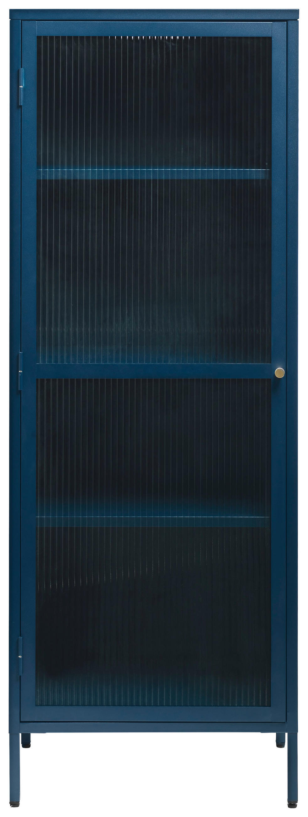 VITRINSKÅP guldfärgad, mörkblå  58/160/40 cm  - guldfärgad/mörkblå, Design, metall/glas (58/160/40cm) - Lomoco