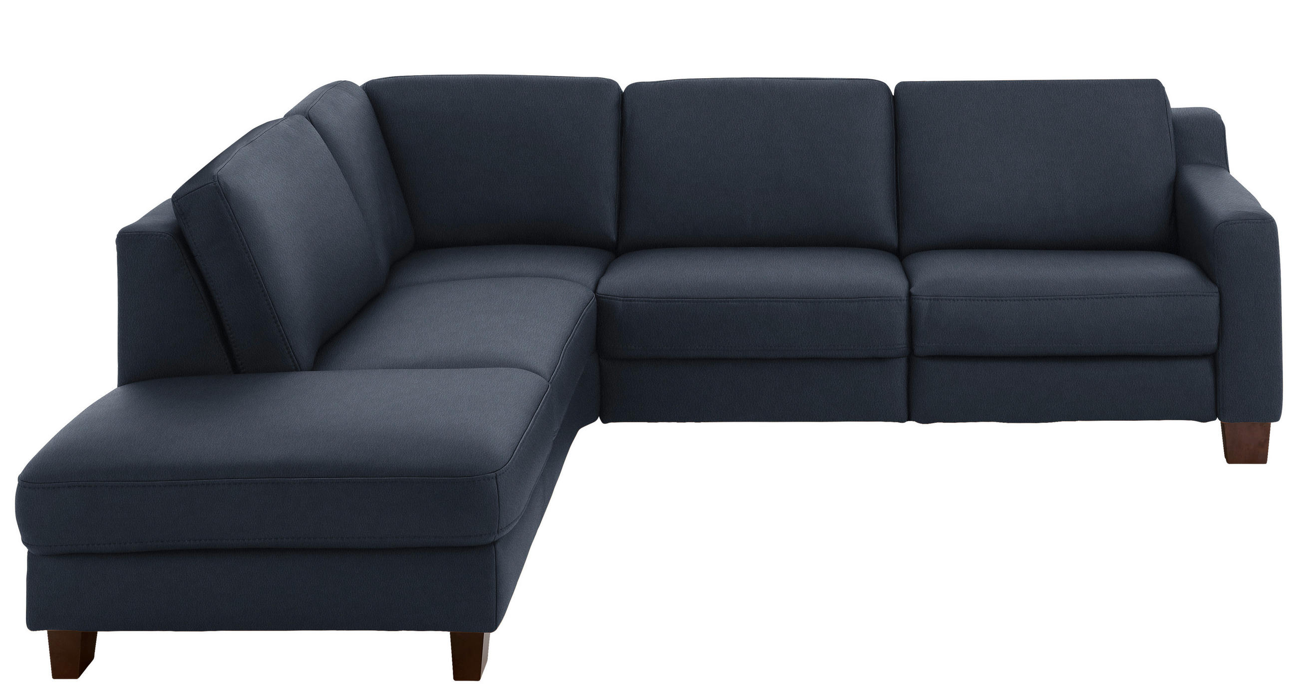 ECKSOFA in Echtleder Dunkelblau  - Eichefarben/Dunkelblau, Design, Leder/Holz (235/259cm) - Valdera